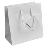 Glossy White Euro Tote Gift Shopping Bags, 6-1/2