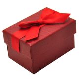 Premium Red Textured Leatherette Dual Jewelry Ring Box