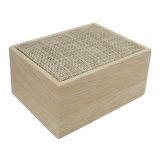 Tan Burlap and Faux Natural Wood Dual Jewelry Ring Boxes 