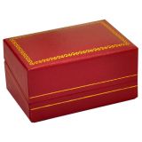 Red Leatherette, Gold Trim, Dual Jewelry Ring Box 