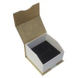 Gold and White Magnetic Ribbon Jewelry Ring Boxes
