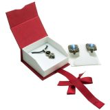 Red and White Magnetic Ribbon Jewelry Earring or Pendant Gift Boxes