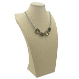Beige Linen Jewelry Necklace Display Bust, 16