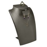 Steel Grey Leatherette Traveling Jewelry Necklace and Earring Display