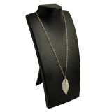 Black Leatherette Fold-able Jewelry Necklace Display Stand, 13-1/2