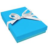 Aqua Stripped with White Ribbon Jewelry Necklace Gift Boxes