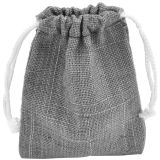 Grey Linen Medium Gift Pouches with Drawstring, 2-3/4