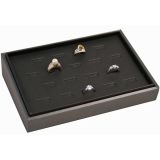 Steel Grey Leatherette 18 Slot Jewelry Ring Display Tray