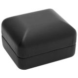 Black Leatherette Dual Jewelry Ring Box, Holds 1 to 2 Rings