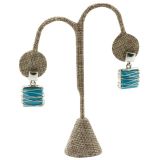 Brown Burlap Jewelry Earring Tree Display Stand, 4-3/4