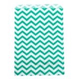 Teal and White Chevron Gift Shopping Bags, 100 Per Pack, 6