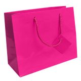 Glossy Pink Euro Tote Gift Shopping Bags, 9-1/2