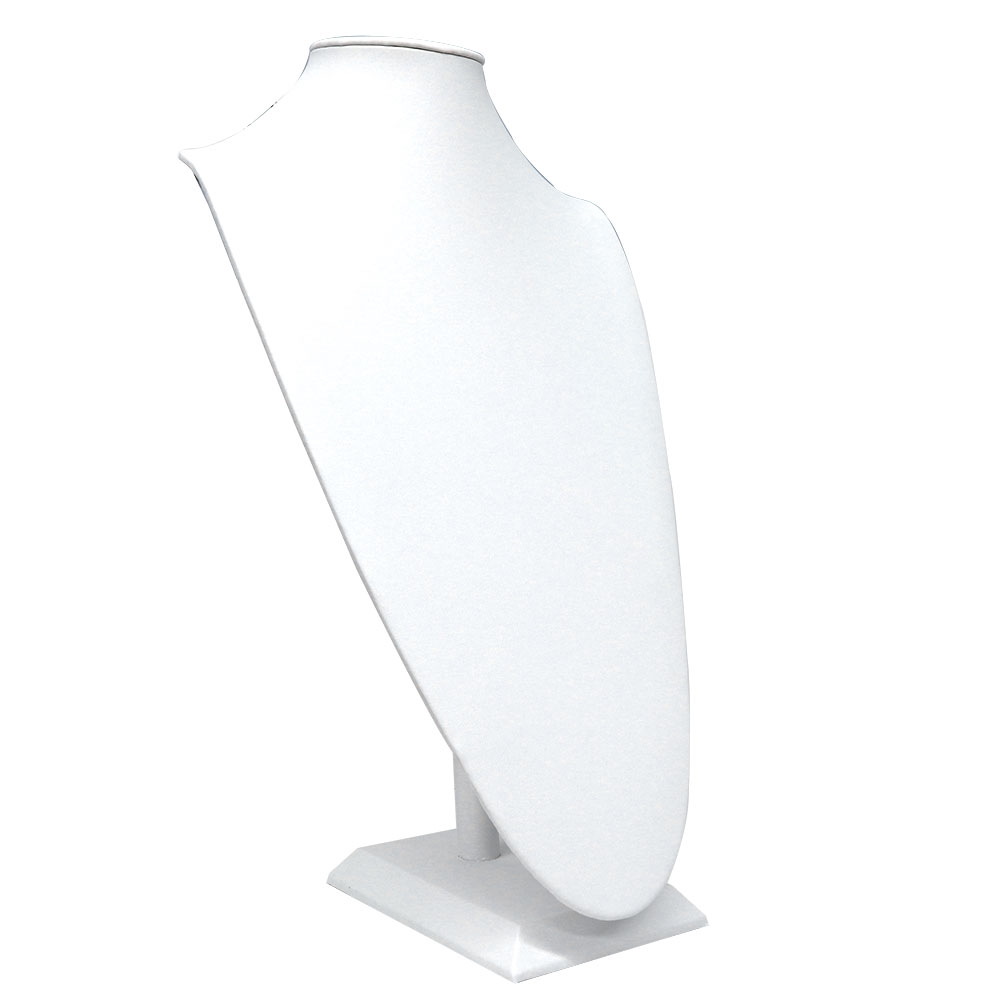 White Leatherette Jewelry Necklace Display Stand, 18