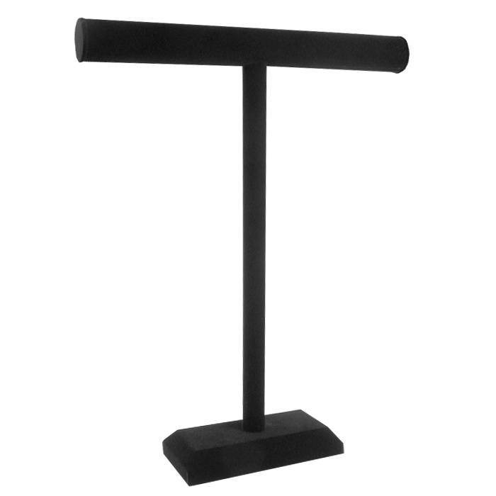 Black Velvet Tall Jewelry Necklace T-Bar Stand, 18
