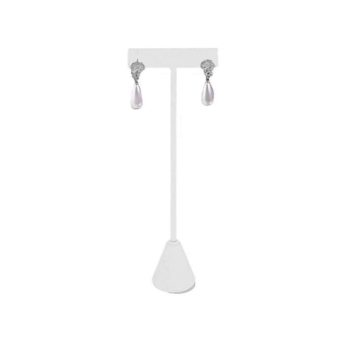 White Leatherette Jewelry Earring T Stand, 6-3/4