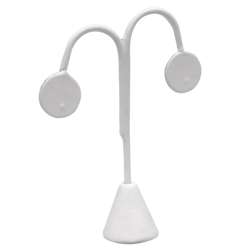 White Leatherette Jewelry Earring Tree Display Stand, 4-3/4