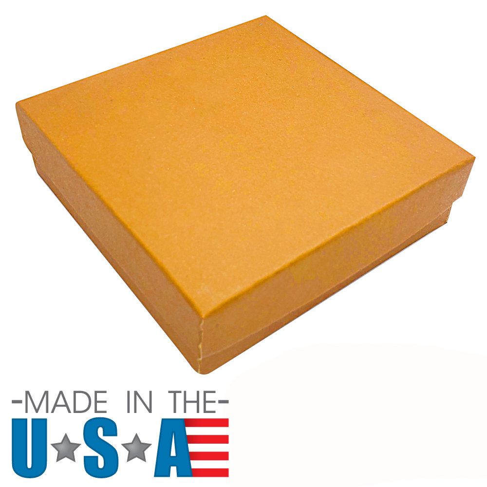 Premium Orange Cotton Filled Jewelry Square Gift Boxes #33