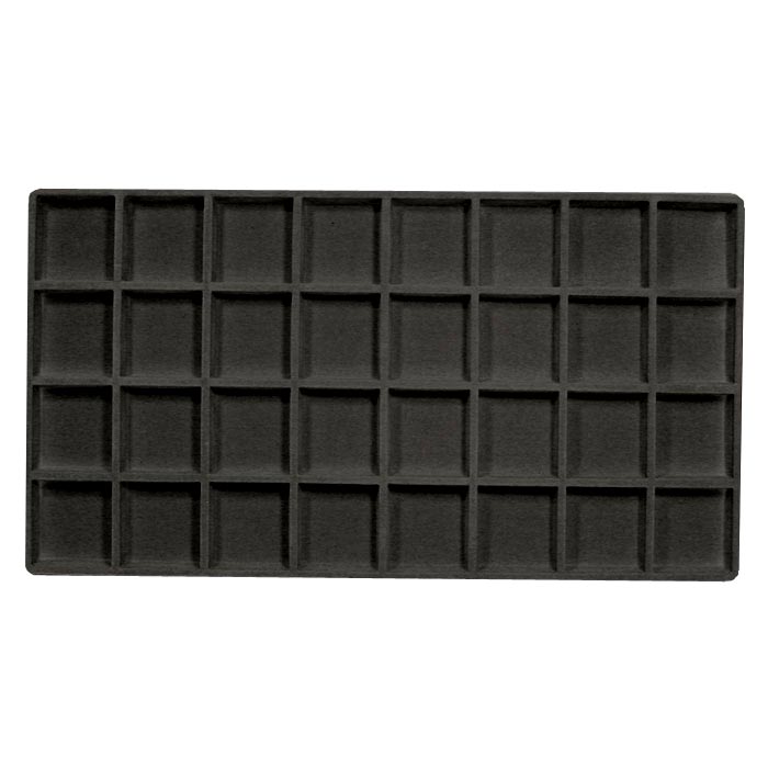 Black Plastic Stackable Trays w/32 Compartments Gray Jewelry Display Insert 3 