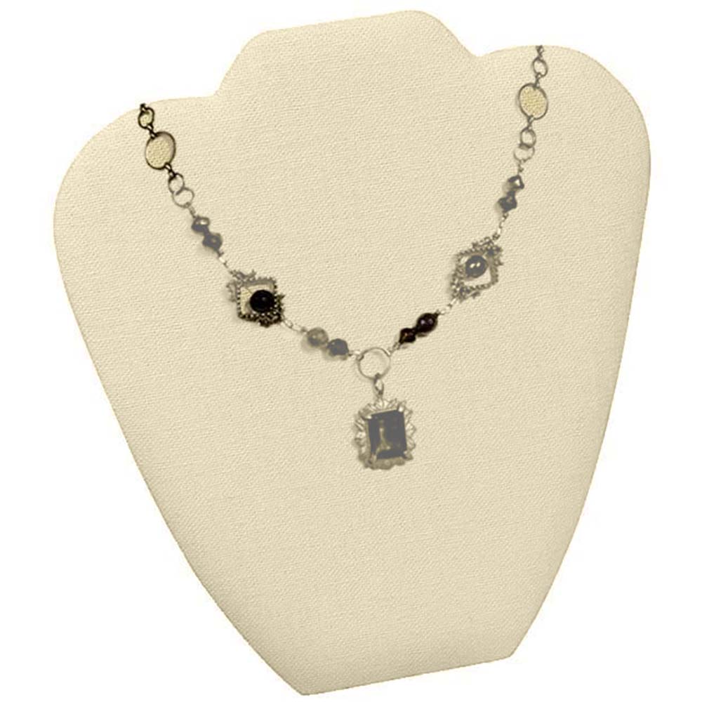 Beige Linen Jewelry Necklace Display Easel, 8-5/8