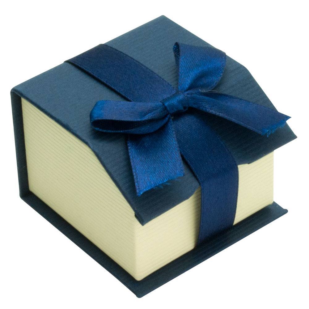 Blue and Cream Magnetic Ribbon Jewelry Ring Boxes