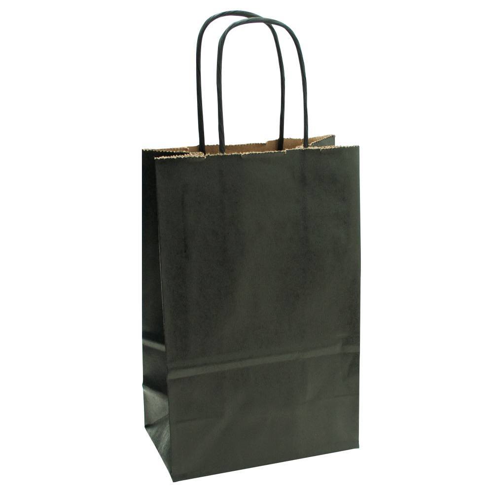 Black Kraft Paper Gift Shopping Bag with Handle, 9-3/4
