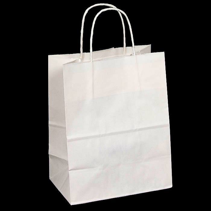 White Kraft Paper Gift Shopping Bags with Handle, 13