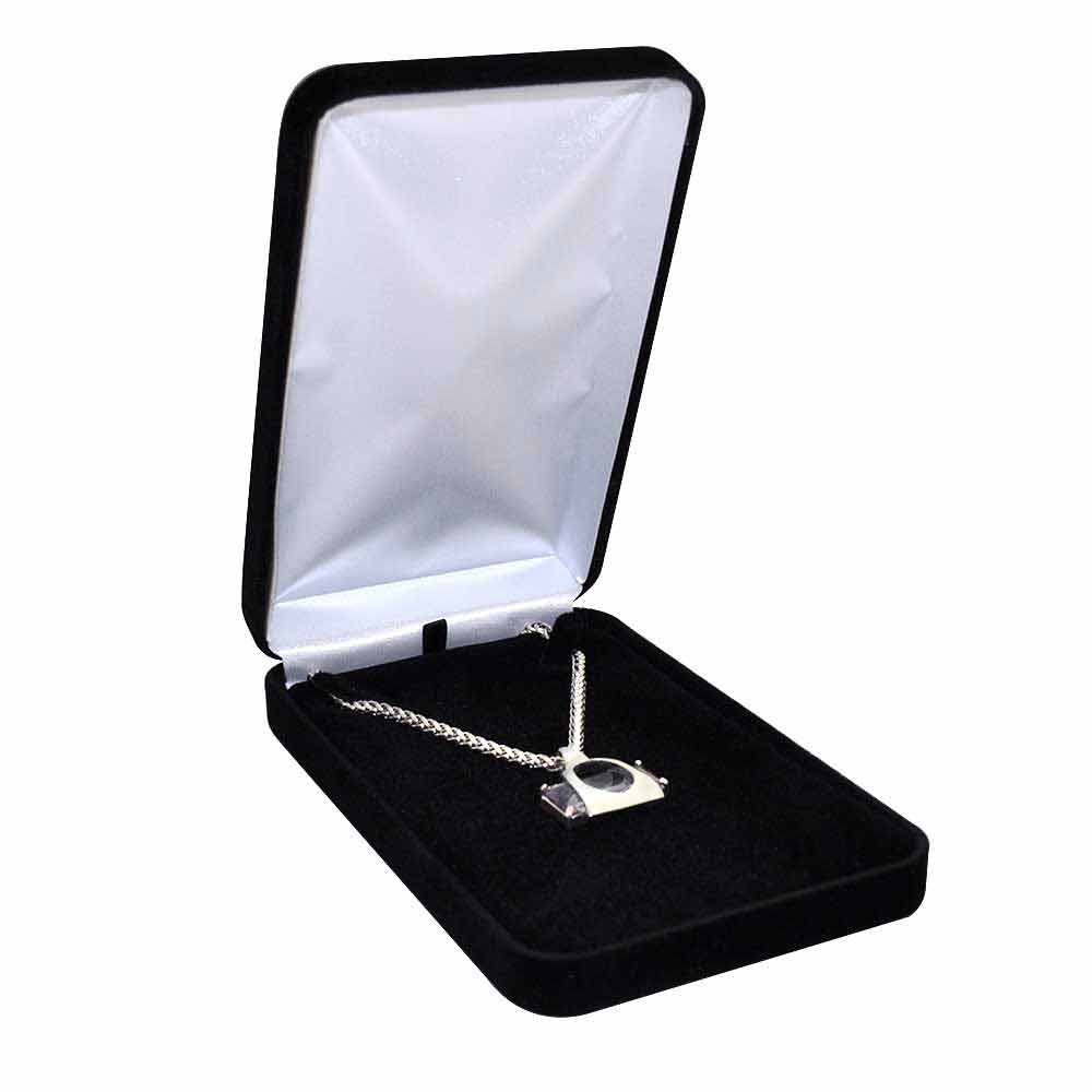 Deluxe BLUE VELVET Pendant Necklace Earring Presentation Jewelry Gift Box 